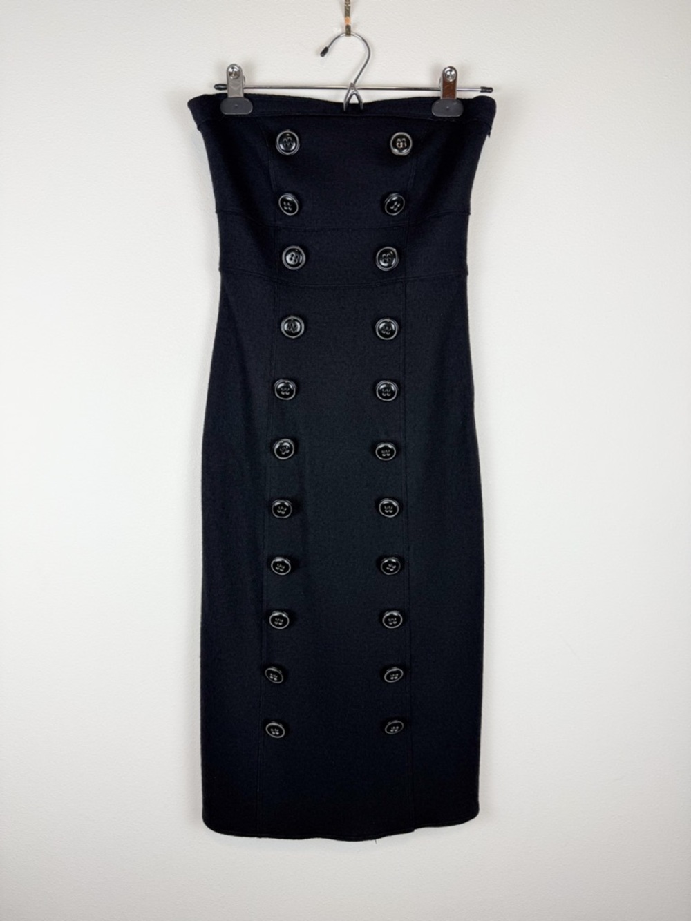 Vintage Susana Monaco Black Wool Strapless Midi Dress Size 4